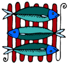 Dibujo Pescado a la brasa pintado por ari