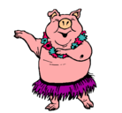 Dibujo Cerdo hawaiano pintado por rosa