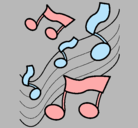 Dibujo Notas en la escala musical pintado por nuria