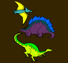 Dibujo Tres clases de dinosaurios pintado por isa