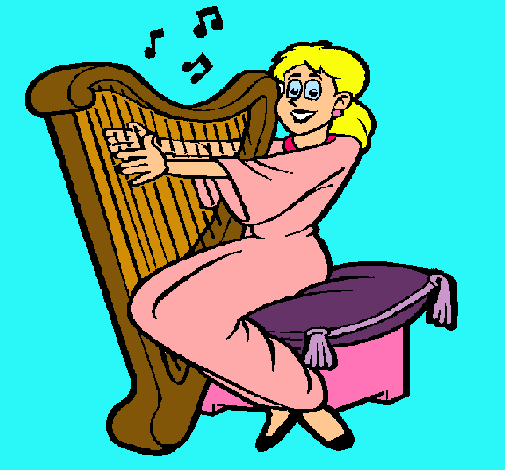 Mujer tocando la arpa