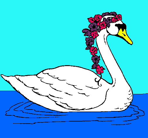 Cisne con flores