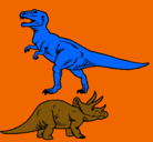 Dibujo Triceratops y tiranosaurios rex pintado por LEO