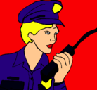 Dibujo Policía con el walkie pintado por gloriaestefani