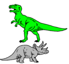 Dibujo Triceratops y tiranosaurios rex pintado por JOEL