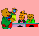 Dibujo Profesor oso y sus alumnos pintado por thiarelinda