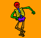 Dibujo Esqueleto contento pintado por murcielago