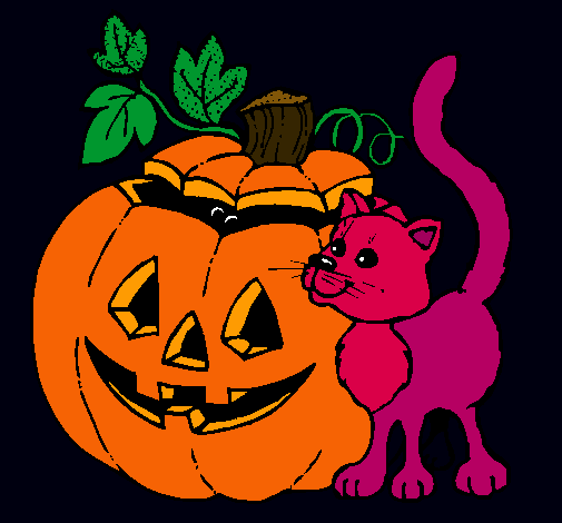 Calabaza y gato