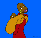 Dibujo Africana con pañuelo portabebé pintado por nahir