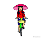 Dibujo China en bicicleta pintado por eva