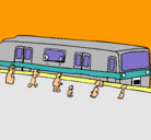 Dibujo Pasajeros esperando al tren pintado por JORGE