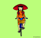 Dibujo China en bicicleta pintado por Valen