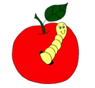 Dibujo Manzana con gusano pintado por LILIANA