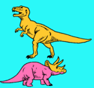 Dibujo Triceratops y tiranosaurios rex pintado por diegoandresperezcabello