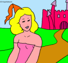 Dibujo Princesa y castillo pintado por brenda