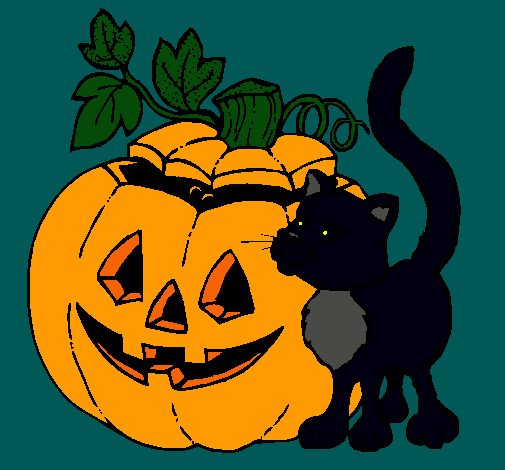 Calabaza y gato