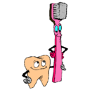Dibujo Muela y cepillo de dientes pintado por MARSIL