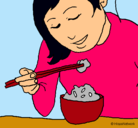 Dibujo Comiendo arroz pintado por erika