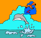 Dibujo Delfín y gaviota pintado por LUDMILA