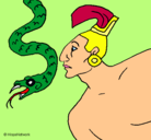 Dibujo Serpiente y guerrero pintado por maria