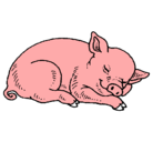 Dibujo Cerdo durmiendo pintado por mama
