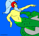 Dibujo Poseidón pintado por iguano