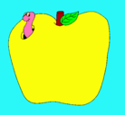 Dibujo Gusano en la fruta pintado por melodi