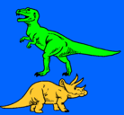 Dibujo Triceratops y tiranosaurios rex pintado por christian
