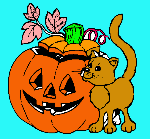 Calabaza y gato