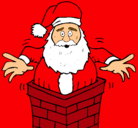 Dibujo Papa Noel en la chimenea pintado por vrm