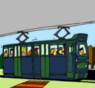 Dibujo Tranvía con pasajeros pintado por le
