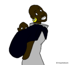 Dibujo Africana con pañuelo portabebé pintado por carlos