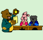 Dibujo Profesor oso y sus alumnos pintado por mrchd