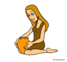 Dibujo Mujer y jarrón pintado por nuria