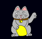 Dibujo Gato de la suerte pintado por laura