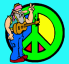 Dibujo Músico hippy pintado por M@JO