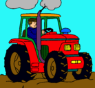 Dibujo Tractor en funcionamiento pintado por lfim