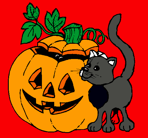 Calabaza y gato