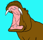 Dibujo Hipopótamo con la boca abierta pintado por hipopotamo