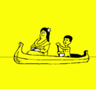 Dibujo Madre e hijo en canoa pintado por Alonso