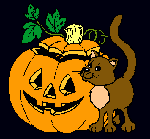 Calabaza y gato