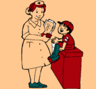 Dibujo Enfermera y niño pintado por Benjamín
