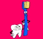 Dibujo Muela y cepillo de dientes pintado por MELISSA