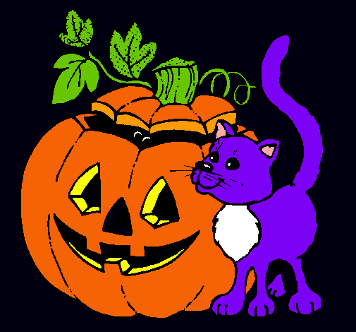 Calabaza y gato