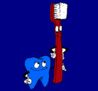 Dibujo Muela y cepillo de dientes pintado por osler