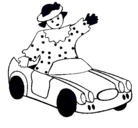 Dibujo Muñeca en coche descapotable pintado por TIAGO