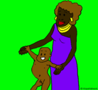 Dibujo Madre e hijo de Guinea pintado por itzel