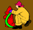Dibujo Bombero en la boca de incendios pintado por Yohan