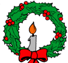 Dibujo Corona de navidad y una vela pintado por paula