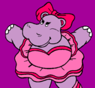 Dibujo Hipopótama con lazo pintado por Anita